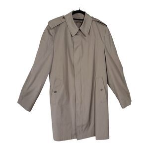 London Fog Vintage Men’s Taupe Hidden Button Down Trench Coat Size 42 Long